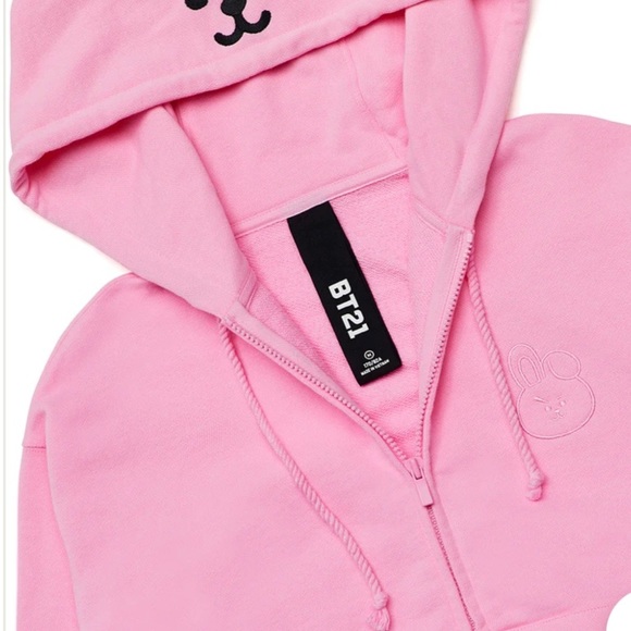 Bt21 Pink Zip up Hoodie Cooky Size M - Picture 7 of 14